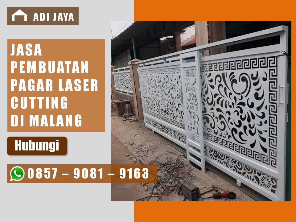 Jasa pembuatan dan pemasangan pagar pintu gerbang partisi  laser cutting di Malang Batu