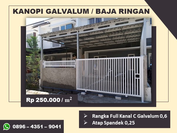 Kanopi galvalum baja ringan full kanal C
