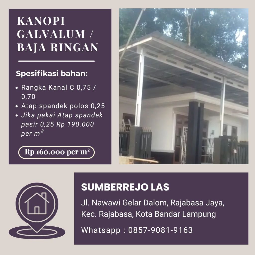 Kanopi baja ringan galvalum