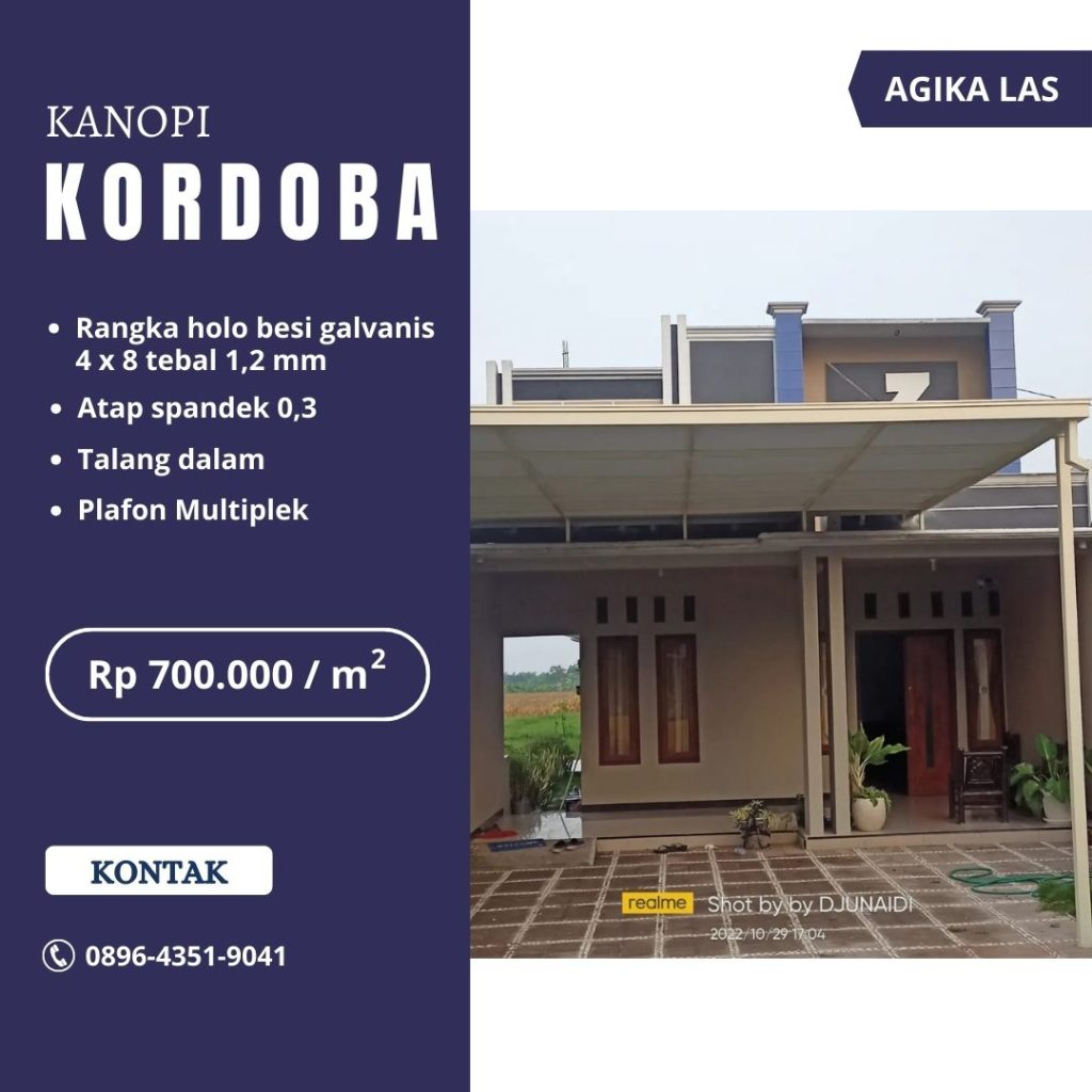 Biaya pemasangan kanopi spandek kordoba 