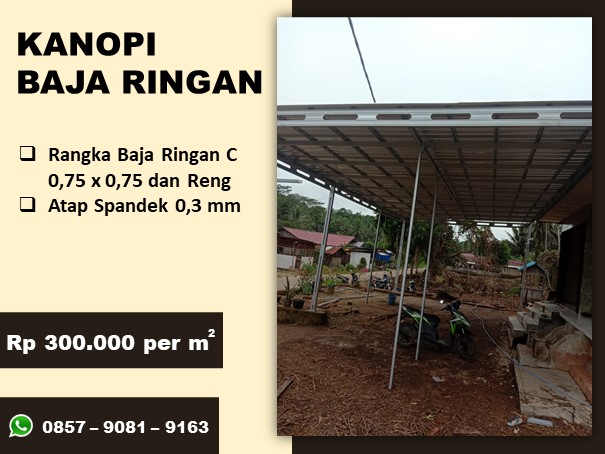 Biaya jasa pemasangan kanopi baja ringan galvalum samarinda