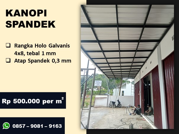 Kanopi spandek rangka holo galvanis 4x8