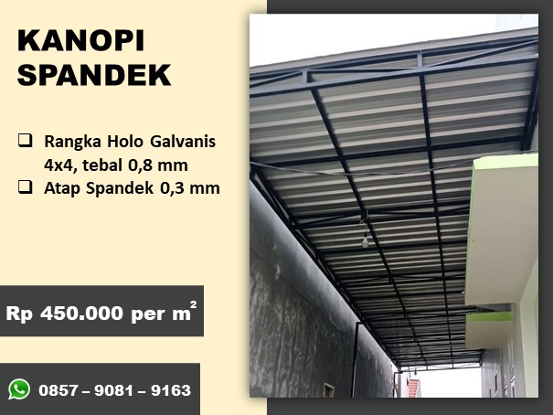 Kanopi spandek rangka holo galvanis 4x4