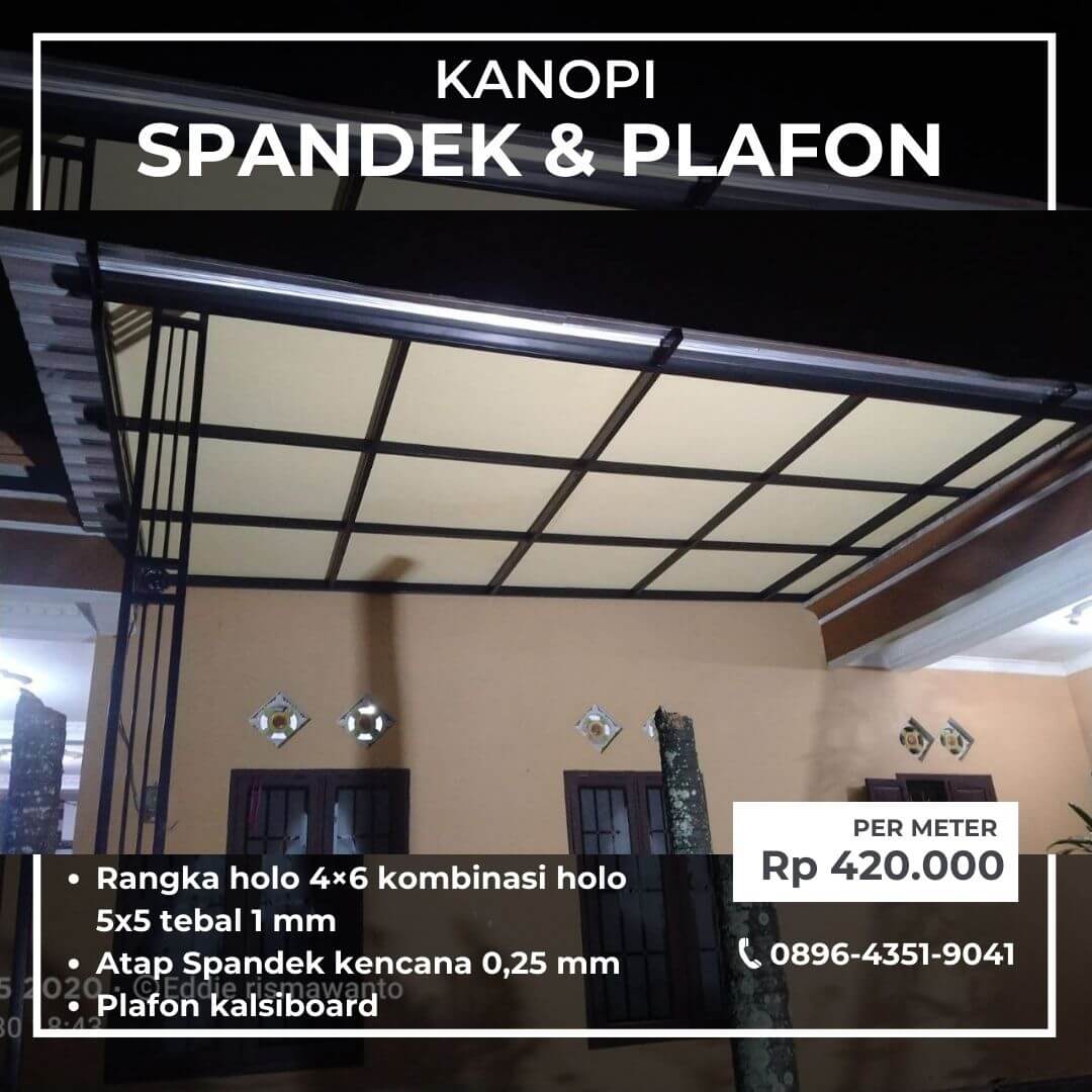 Harga kanopi spandek dan plafon kalsiboard