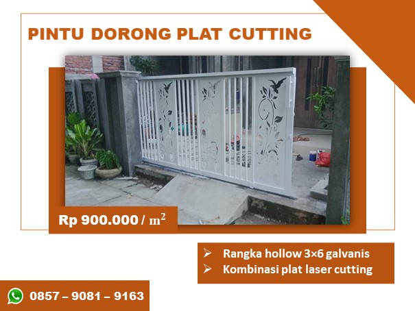 Harga pagar pintu gerbang dorong laser cutting
