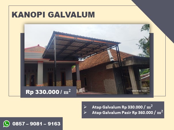 Harga kanopi galvalum per meter di sragen