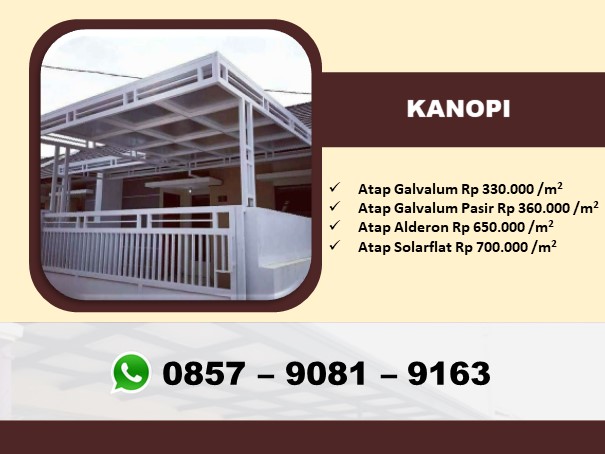 Harga kanopi alderon per meter di sragen