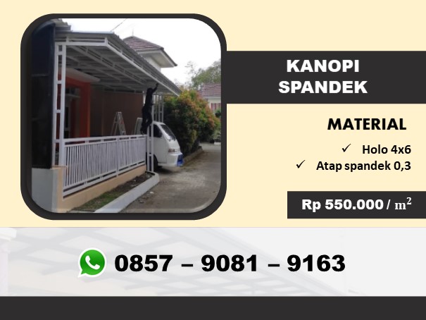 Harga kanopi spandek Cirebon per meter