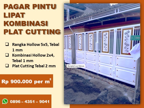 Pagar pintu lipat kombinasi plat cutting