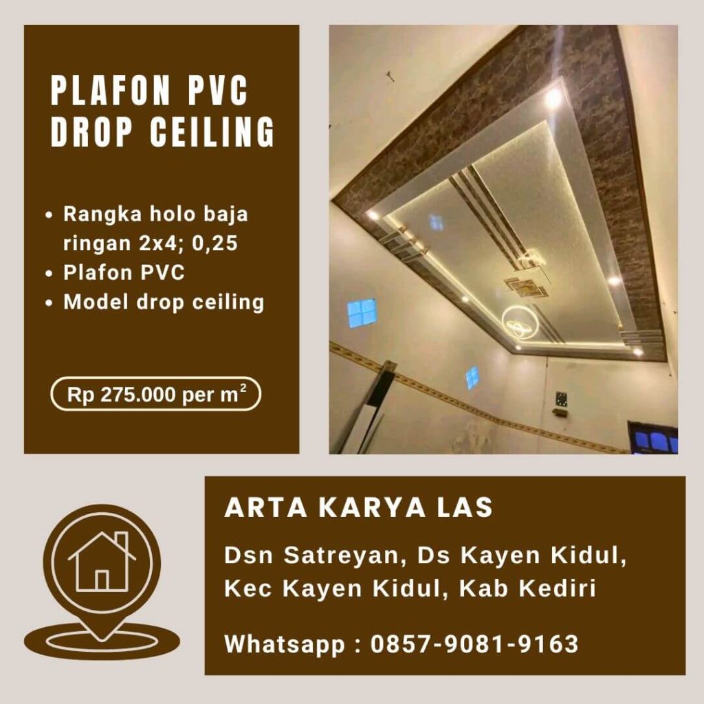 Biaya pasang plafon PVC drop ceiling Kediri per meter
