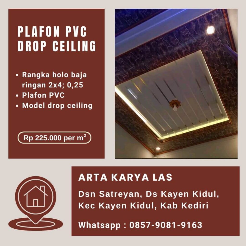 Harga plafon PVC drop ceiling Kediri per meter