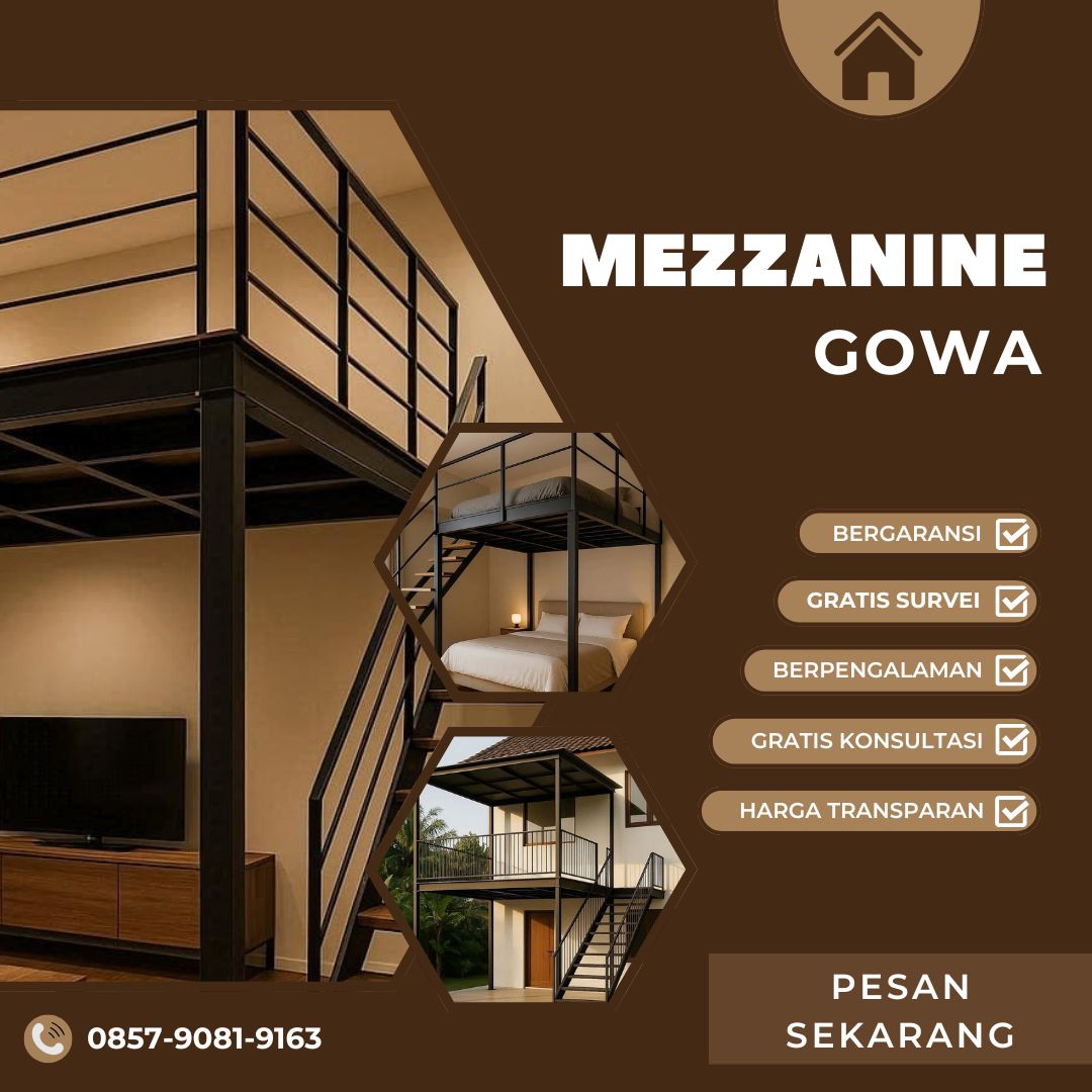 Jasa pembuatan mezzanine Gowa outdor balkon kamar tidur gudang ruang tamu resto cafe